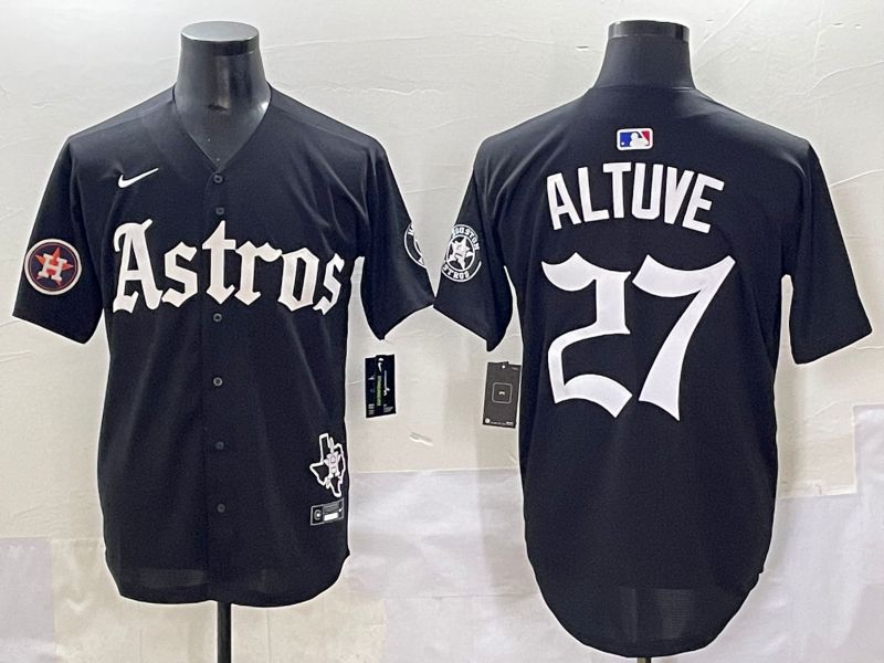 Men 2025 Houston Astros #27 Altuve Black Five generations Joint Name Nike MLB Jersey style 15->houston astros->MLB Jersey